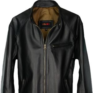 R79 Leather Jacket Solid Black Basic Bike NEW